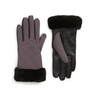 UGG Water Resistant Touchscreen Leather & Genuine Shearling Gloves